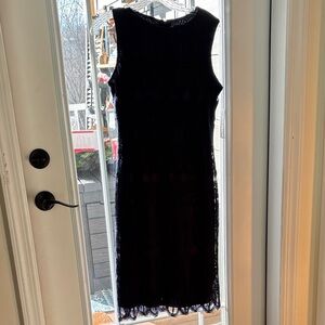 Elegant Navy Blue Lace Midi Dress